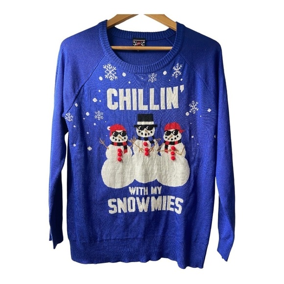 Well Worn Holiday Sweater Chilling With My Snowmies Ugly Sweater Women’s Size LG - Picture 10 of 13